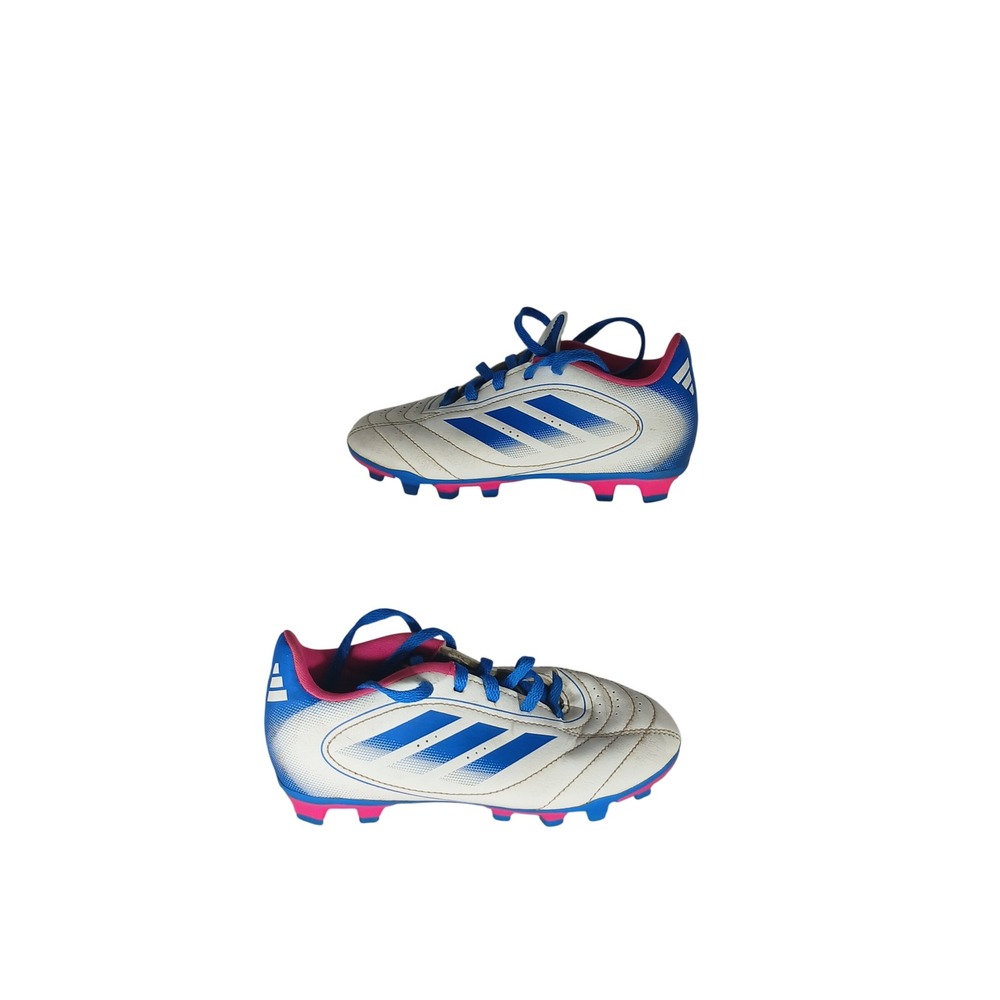 Adidas Soccer Cleats 13K White Blue Pink JI4685 Firm Ground Athletic Sporty